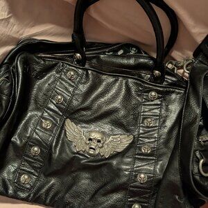 A & G Couture Damien Black Rock & Roll/Goth Handbag